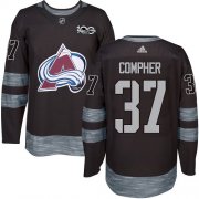 Wholesale Cheap Adidas Avalanche #37 J.T. Compher Black 1917-2017 100th Anniversary Stitched NHL Jersey