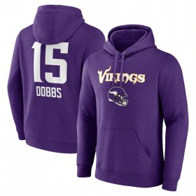 Cheap Men\'s Minnesota Vikings #15 Joshua Dobbs Purple Team Wordmark Player Name & Number Pullover Hoodie