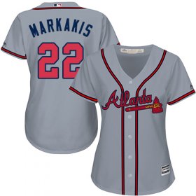 Wholesale Cheap Braves #22 Nick Markakis Grey Road Women\'s Stitched MLB Jersey