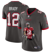 Wholesale Cheap Tampa Bay Buccaneers #12 Tom Brady Men's Nike Player Signature Moves Vapor Limited NFL Jersey Pewter