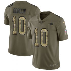 Wholesale Cheap Nike Patriots #10 Josh Gordon Olive/Camo Men\'s Stitched NFL Limited 2017 Salute To Service Jersey