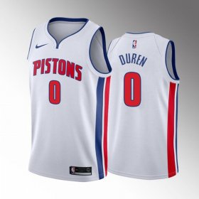 Wholesale Cheap Men\'s Detroit Pistons #0 Jalen Duren 2022 Draft White Basketball Stitched Jersey