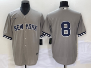 Wholesale Cheap Men's New York Yankees #8 Yogi Berr Grey Cool Base Stitched Baseball Jersey