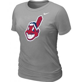 Wholesale Cheap Women\'s MLB Cleveland Indians Heathered Nike Blended T-Shirt Light Grey