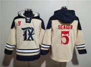 Wholesale Cheap Men's Texas Rangers #5 Corey Seager Cream Ageless Must-Have Lace-Up Pullover Hoodie