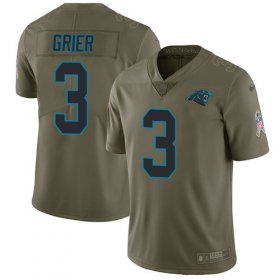 Wholesale Cheap Nike Panthers #3 Will Grier Olive Youth Stitched NFL Limited 2017 Salute To Service Jersey