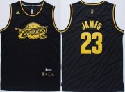 Wholesale Cheap Cleveland Cavaliers #23 LeBron James Revolution 30 Swingman 2014 Black With Gold Jersey