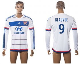 Wholesale Cheap Lyon #9 Beauvue Home Long Sleeves Soccer Club Jersey