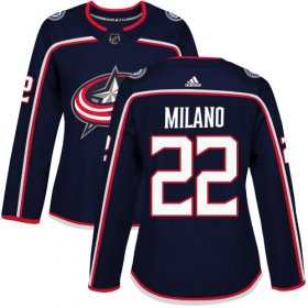 Wholesale Cheap Adidas Blue Jackets #22 Sonny Milano Navy Blue Home Authentic Women\'s Stitched NHL Jersey