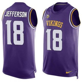 Wholesale Cheap Nike Vikings #18 Justin Jefferson Purple Team Color Men\'s Stitched NFL Limited Tank Top Jersey