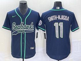 Wholesale Cheap Men\'s Seattle Seahawks #11 Jaxon Smith-Njigba Navy With Patch Cool Base Stitched Baseball Jersey