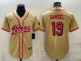 Wholesale Cheap Men\'s San Francisco 49ers #19 Deebo Samuel Gold Color Rush With Patch Cool Base Stitched Baseball Jersey