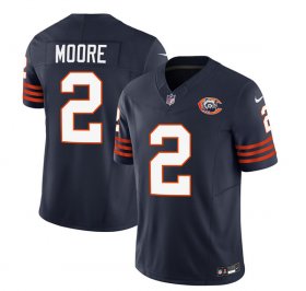 Men\'s Chicago Bears #2 DJ Moore Navy 2023 F.U.S.E. Throwback Limited Football Stitched Game Jersey
