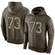 Wholesale Cheap NFL Men's Nike Baltimore Ravens #73 Marshal Yanda Stitched Green Olive Salute To Service KO Performance Hoodie