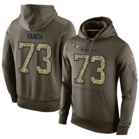 Wholesale Cheap NFL Men\'s Nike Baltimore Ravens #73 Marshal Yanda Stitched Green Olive Salute To Service KO Performance Hoodie