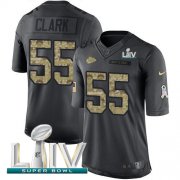 Wholesale Cheap Nike Chiefs #55 Frank Clark Black Super Bowl LIV 2020 Youth Stitched NFL Limited 2016 Salute to Service Jersey