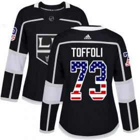 Wholesale Cheap Adidas Kings #73 Tyler Toffoli Black Home Authentic USA Flag Women\'s Stitched NHL Jersey