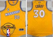 Wholesale Cheap Men's Warriors #30 Stephen Curry Gold New Throwback 2017 The Finals Patch Stitched NBA Jersey