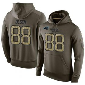 Wholesale Cheap NFL Men\'s Nike Carolina Panthers #88 Greg Olsen Stitched Green Olive Salute To Service KO Performance Hoodie