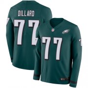 Wholesale Cheap Nike Eagles #77 Andre Dillard Midnight Green Team Color Men's Stitched NFL Limited Therma Long Sleeve Jersey