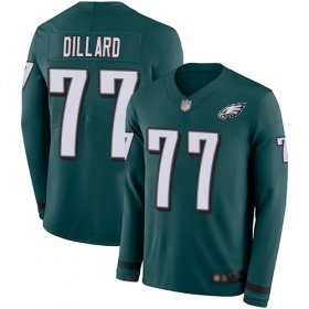 Wholesale Cheap Nike Eagles #77 Andre Dillard Midnight Green Team Color Men\'s Stitched NFL Limited Therma Long Sleeve Jersey