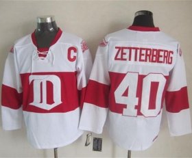 Wholesale Cheap Red Wings #40 Henrik Zetterberg White Winter Classic CCM Throwback Stitched NHL Jersey