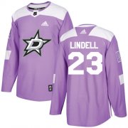 Cheap Adidas Stars #23 Esa Lindell Purple Authentic Fights Cancer Youth Stitched NHL Jersey