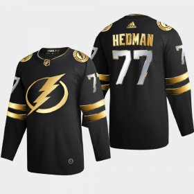 Cheap Tampa Bay Lightning #77 Victor Hedman Men\'s Adidas Black Golden Edition Limited Stitched NHL Jersey