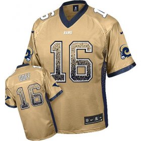 Wholesale Cheap Nike Rams #16 Jared Goff Gold Men\'s Stitched NFL Elite Drift Fashion Jersey