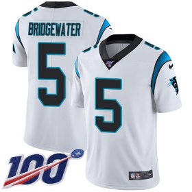 Wholesale Cheap Nike Panthers #5 Teddy Bridgewater White Men\'s Stitched NFL 100th Season Vapor Untouchable Limited Jersey