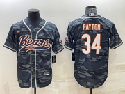 Wholesale Cheap Men's Chicago Bears Blank #34 Walter Payton Grey Camo With Patch Cool Base Stitched Baseball Jerseys