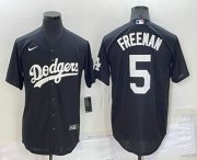 Wholesale Cheap Men's Los Angeles Dodgers #5 Freddie Freeman Black Turn Back The Clock Stitched Cool Base Jersey