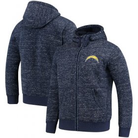Wholesale Cheap Men\'s Los Angeles Chargers G-III Sports by Carl Banks Heathered Navy Discovery Sherpa Full-Zip Jacket