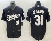 Cheap Men's Los Angeles Dodgers #31 Tyler Glasnow Number Black Turn Back The Clock Stitched Cool Base Jerseys