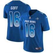 Wholesale Cheap Nike Rams #16 Jared Goff Royal Youth Stitched NFL Limited NFC 2018 Pro Bowl Jersey