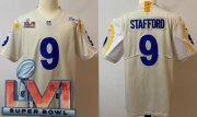 Wholesale Cheap Men's Los Angeles Rams #9 Matthew Stafford Limited Bone 2022 Super Bowl LVI Bound Vapor Jersey