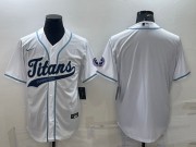 Wholesale Cheap Men's Tennessee Titans Blank White With Patch Cool Base Stitched Baseball Jersey