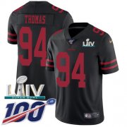 Wholesale Cheap Nike 49ers #94 Solomon Thomas Black Super Bowl LIV 2020 Alternate Men's Stitched NFL 100th Season Vapor Limited Jersey