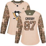 Wholesale Cheap Adidas Penguins #87 Sidney Crosby Camo Authentic 2017 Veterans Day Women's Stitched NHL Jersey