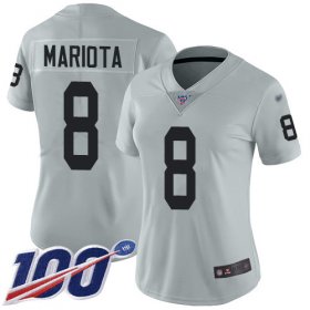 Wholesale Cheap Nike Raiders #8 Marcus Mariota Silver Women\'s Stitched NFL Limited Inverted Legend 100th Season Jersey