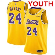 Cheap Youth Los Angeles Lakers #24 Kobe Bryant Gold Basketball Swingman Icon Edition Jersey