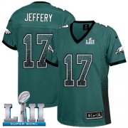 Wholesale Cheap Nike Eagles #17 Alshon Jeffery Midnight Green Team Color Super Bowl LII Women's Stitched NFL Elite Drift Fashion Jersey