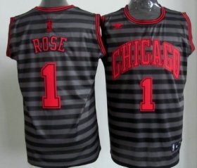 Wholesale Cheap Chicago Bulls #1 Derrick Rose Gray With Black Pinstripe Jersey