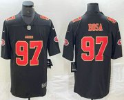 Cheap Men's San Francisco 49ers #97 Nick Bosa Black Red Fashion Vapor Limited Stitched Jersey
