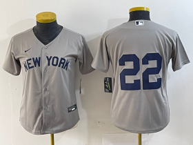 Cheap Women\'s New York Yankees #22 Juan Soto Gray Field of Dreams Cool Base Jersey