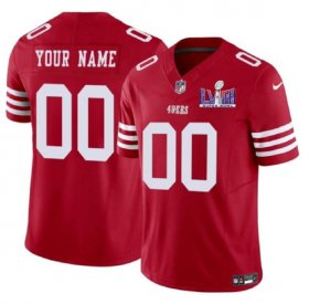 Cheap Men\'s San Francisco 49ers Active Player Custom Red 2024 F.U.S.E. Super Bowl LVIII Patch Vapor Untouchable Limited Football Stitched Jersey