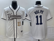 Wholesale Cheap Men's New York Yankees #11 Anthony Volpe Number White Cool Base Stitched Baseball Jersey