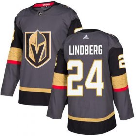 Wholesale Cheap Adidas Golden Knights #24 Oscar Lindberg Grey Home Authentic Stitched Youth NHL Jersey