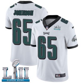 Wholesale Cheap Nike Eagles #65 Lane Johnson White Super Bowl LII Men\'s Stitched NFL Vapor Untouchable Limited Jersey