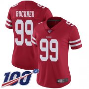Wholesale Cheap Nike 49ers #99 DeForest Buckner Red Team Color Women's Stitched NFL 100th Season Vapor Limited Jersey